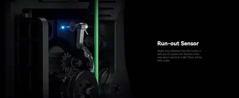 Filamento pabaigos jutiklis be švaistymo